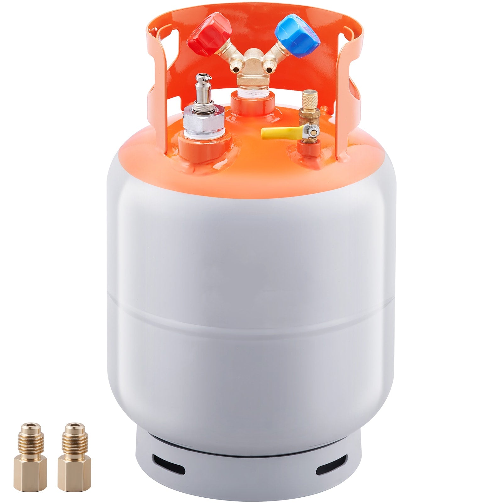 VEVOR Refrigerant Recovery Tank with Float Switch - 30 lb. Capacity ac Recovery Tank with ¼ to ½ Ada