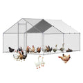 VEVOR Metal Chicken Coop, 9.8x13.1x6.5 ft Large Walk-in Chicken Runs with Cover, Spire Roof Hen Hous