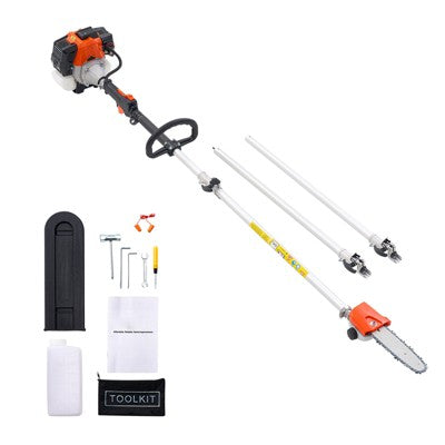 VEVOR Gas Pole Saw, 43CC 2 Stroke Gas Powered Pole Saws with 10 in Cutting Bar, Cordless Tree Trimme