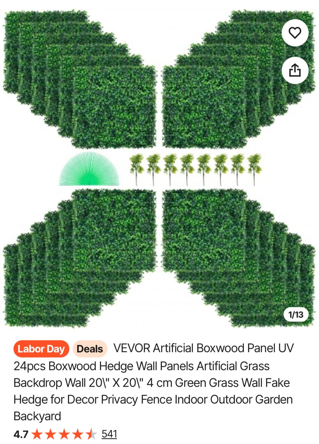 Artificial Boxwood Panel