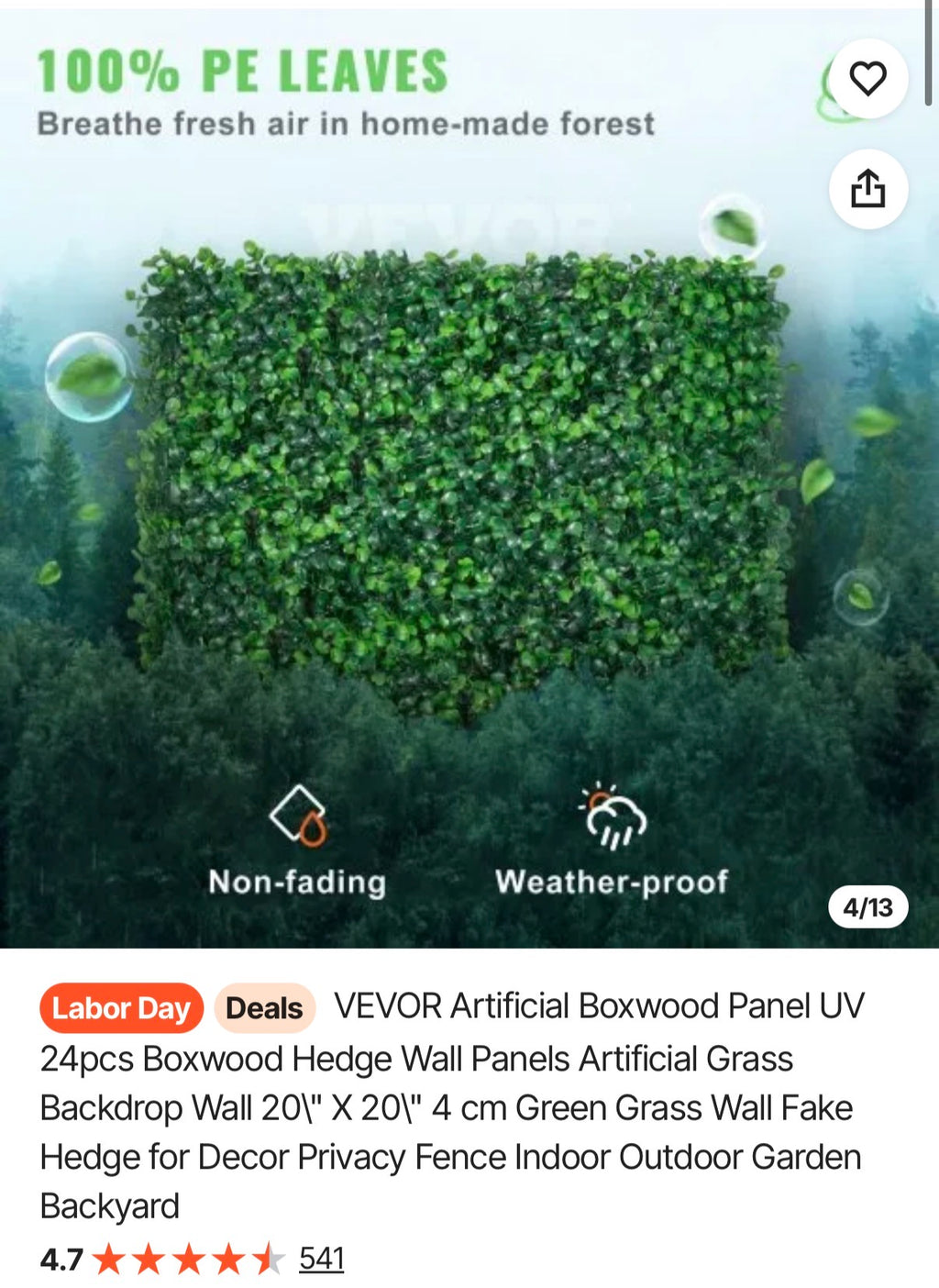 Artificial Boxwood Panel
