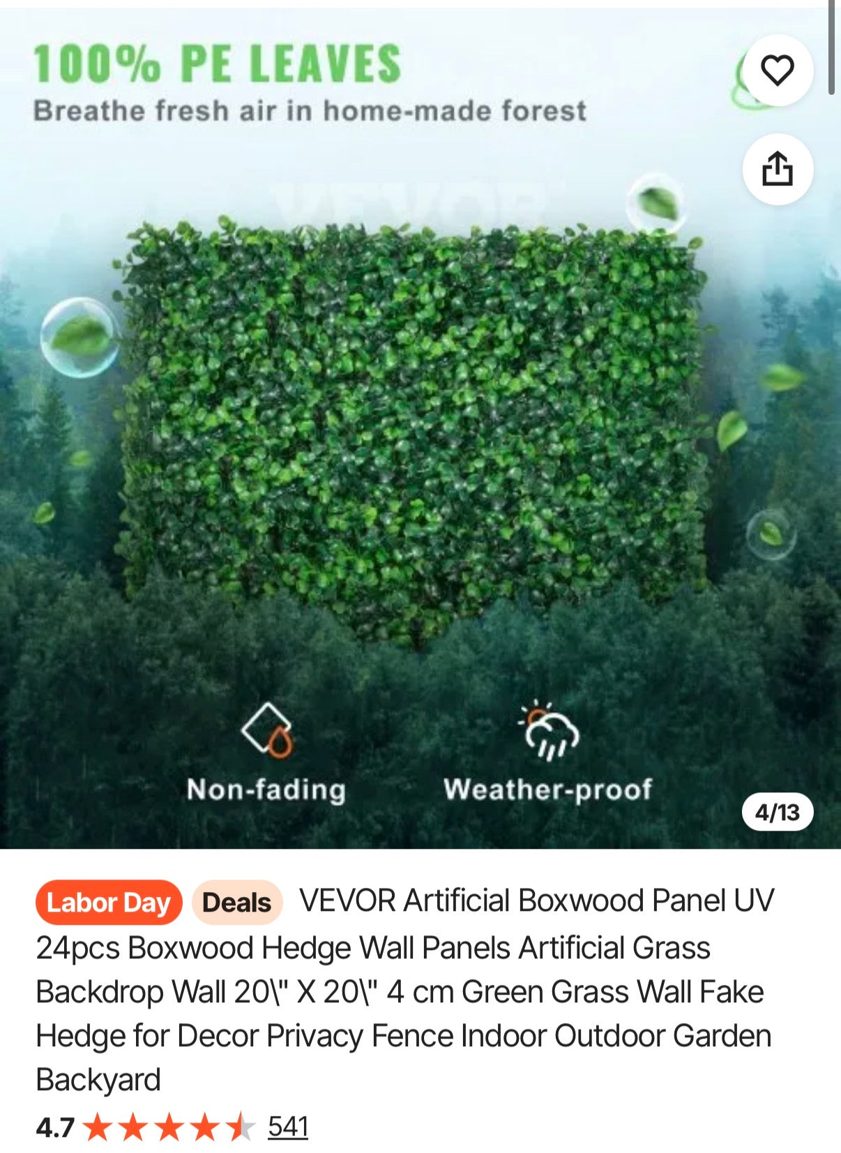 Artificial Boxwood Panel
