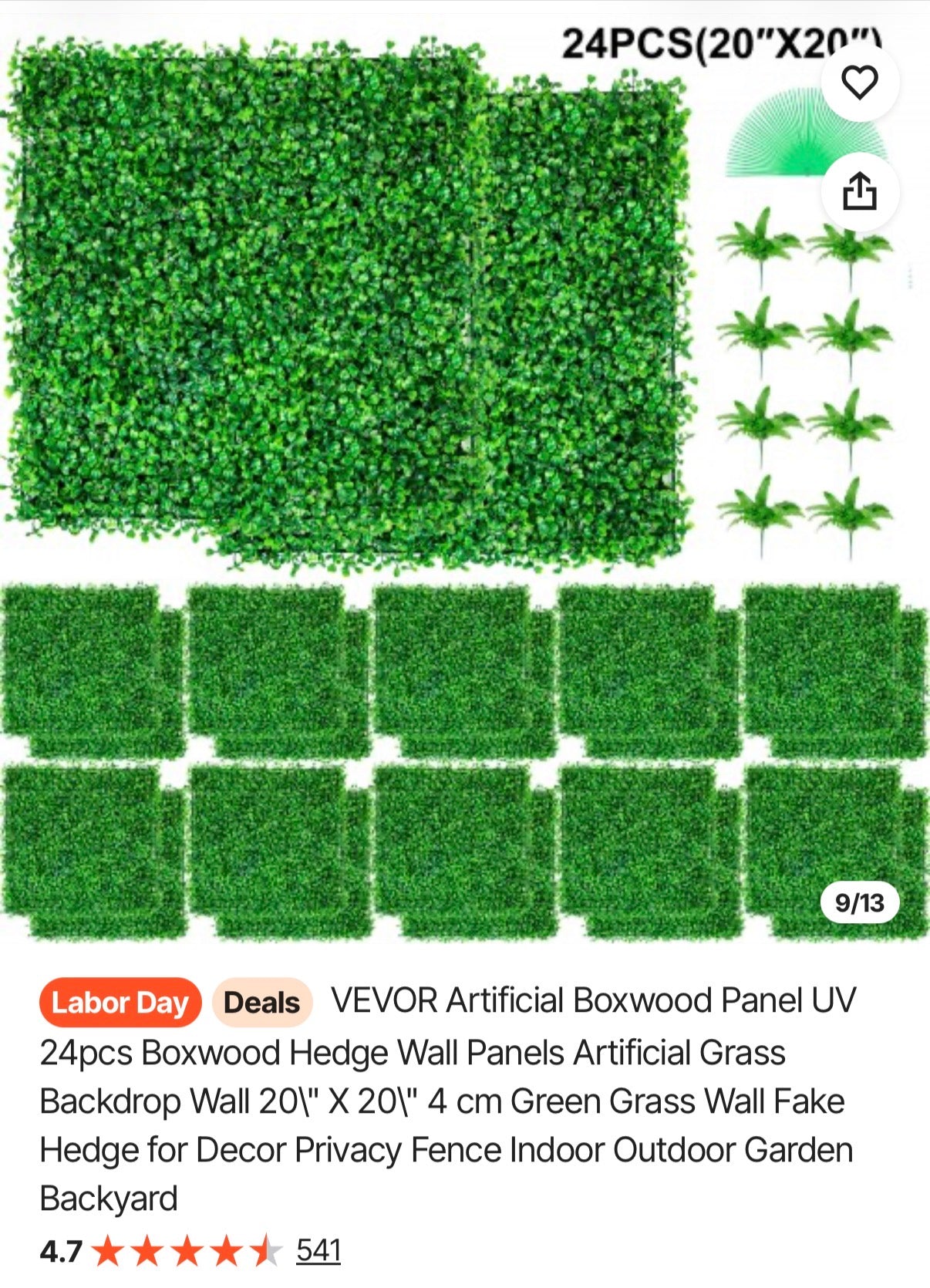 Artificial Boxwood Panel