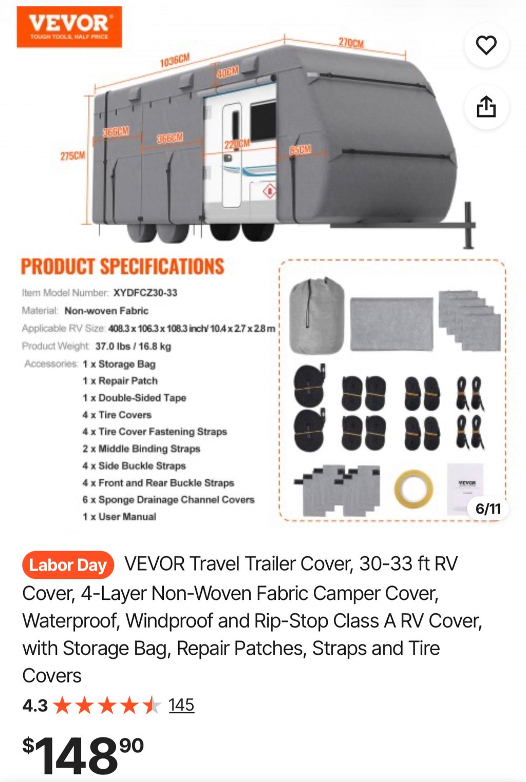 30-33 ft RV Cover