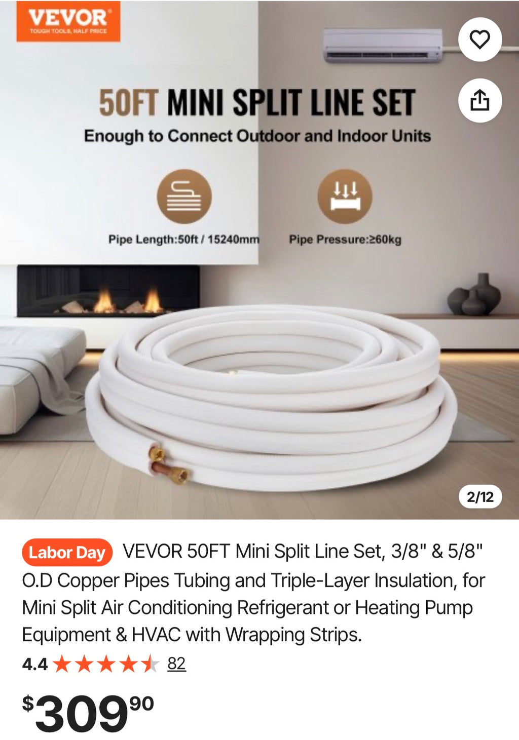 50FT Mini Split Line Set