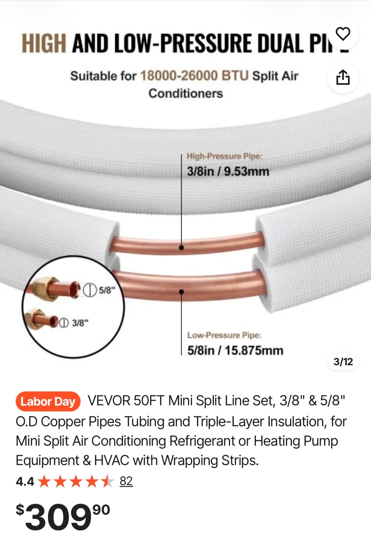 50FT Mini Split Line Set