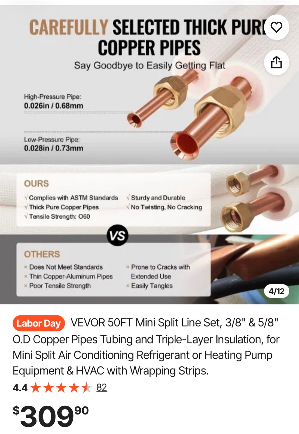 50FT Mini Split Line Set