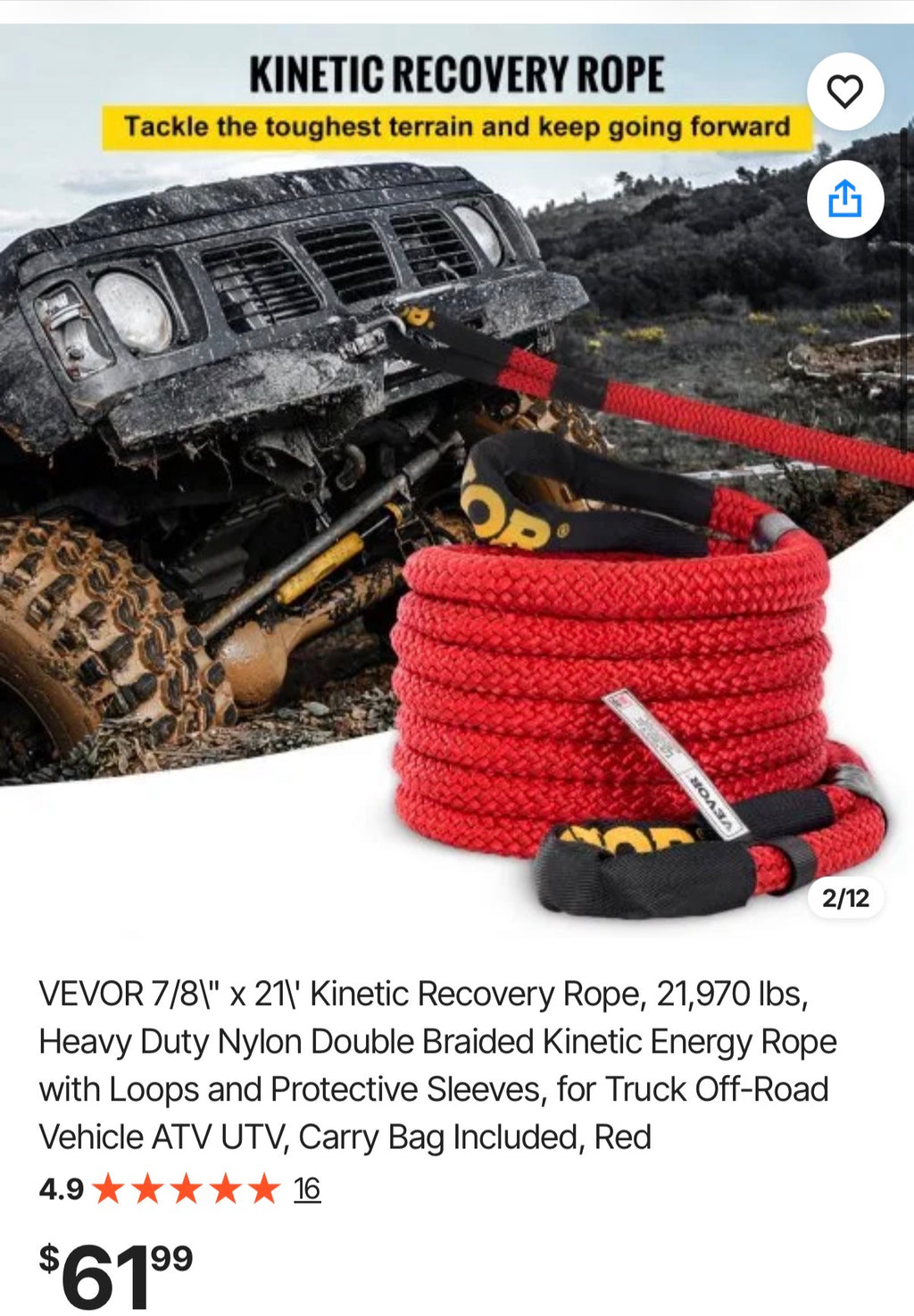 7/8\" x 21\' Kinetic Recovery Rope