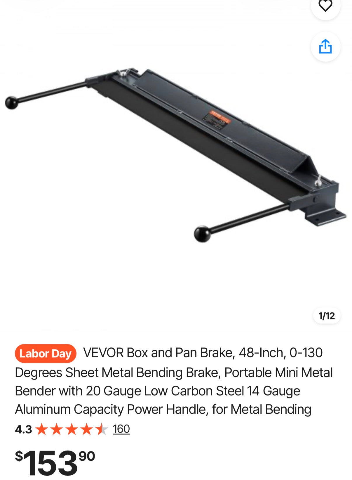 Box and Pan Brake, 48-Inch