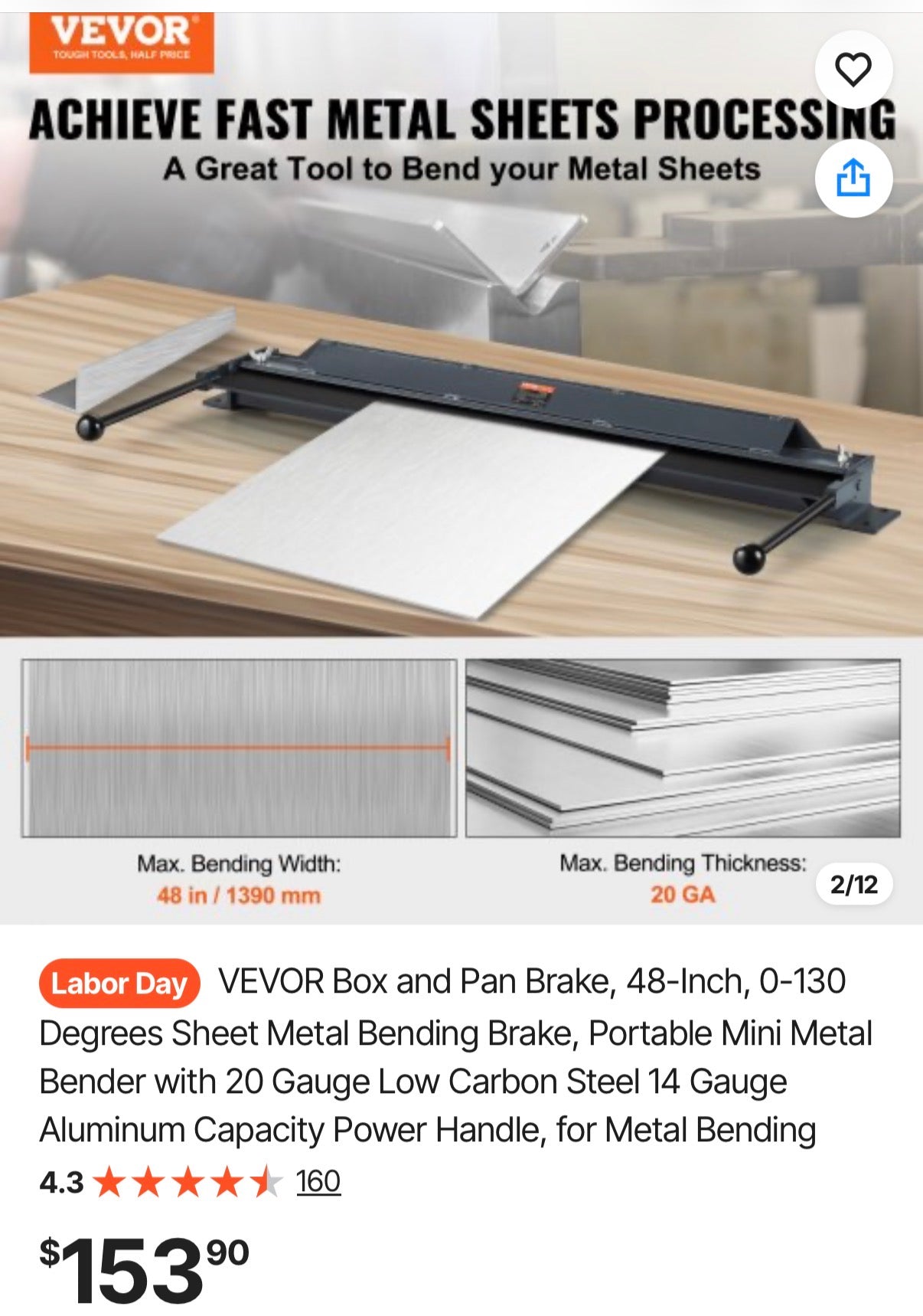 Box and Pan Brake, 48-Inch