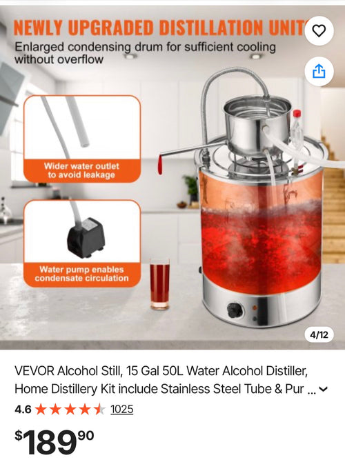 15 Gal 50L Water Alcohol Distiller