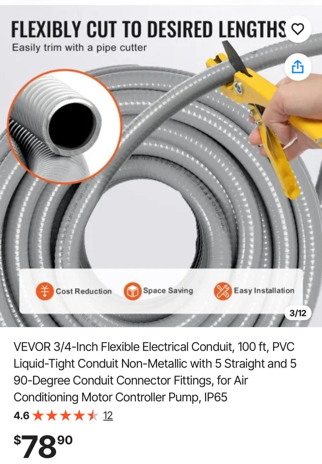 3/4-Inch Flexible Electrical Conduit