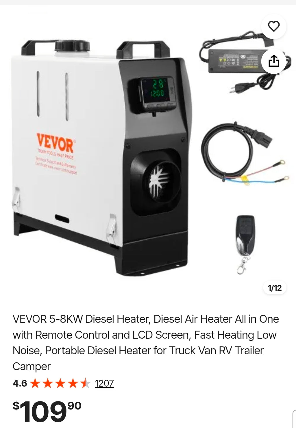 Diesel Air Heater All in One with Remote Control