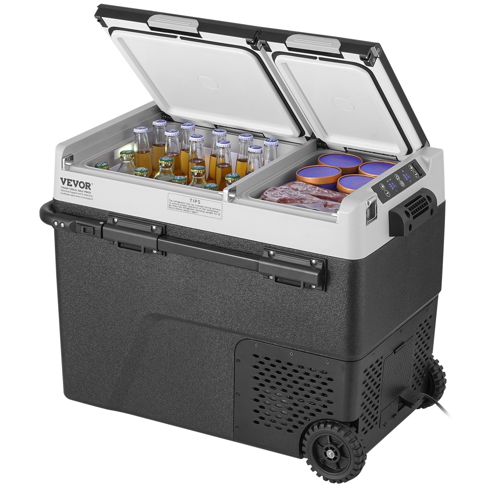 VEVOR Portable Car Refrigerator, 12 Volt Car Refrigerator Fridge, 58 L / 61.5 QT Dual Zone Portable