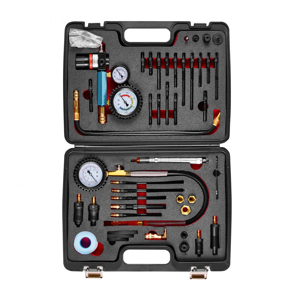 VEVOR Engine Cylinder Compression Tester Kit, 0-700 PSI Pressure Gauge & 0-100 PSI Leak Gauge, Autom