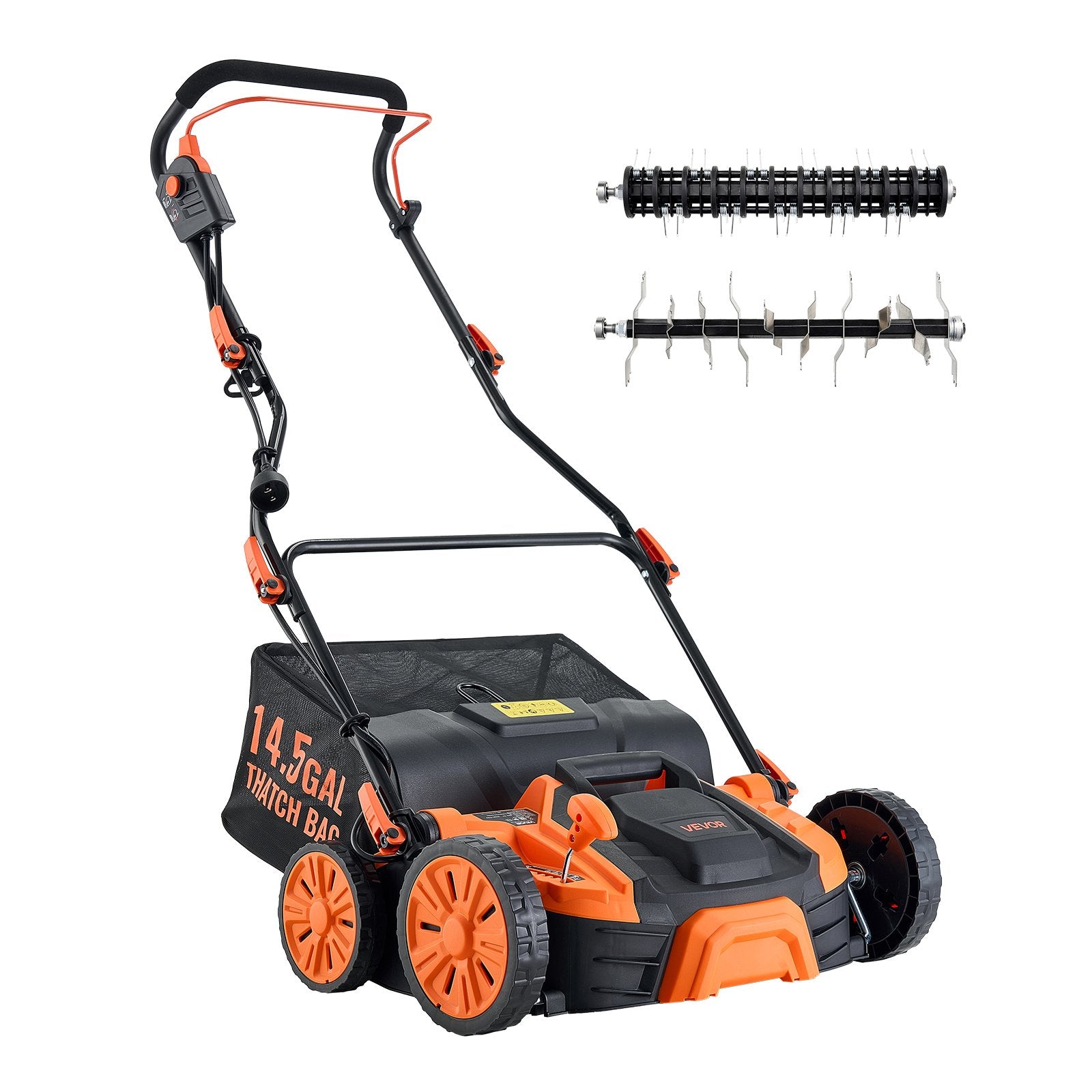 VEVOR 2-in-1 Electric Dethatcher and Scarifier, 16-Inch 15 Amp, Corded Lawn Dethatcher with 14.5-Gal