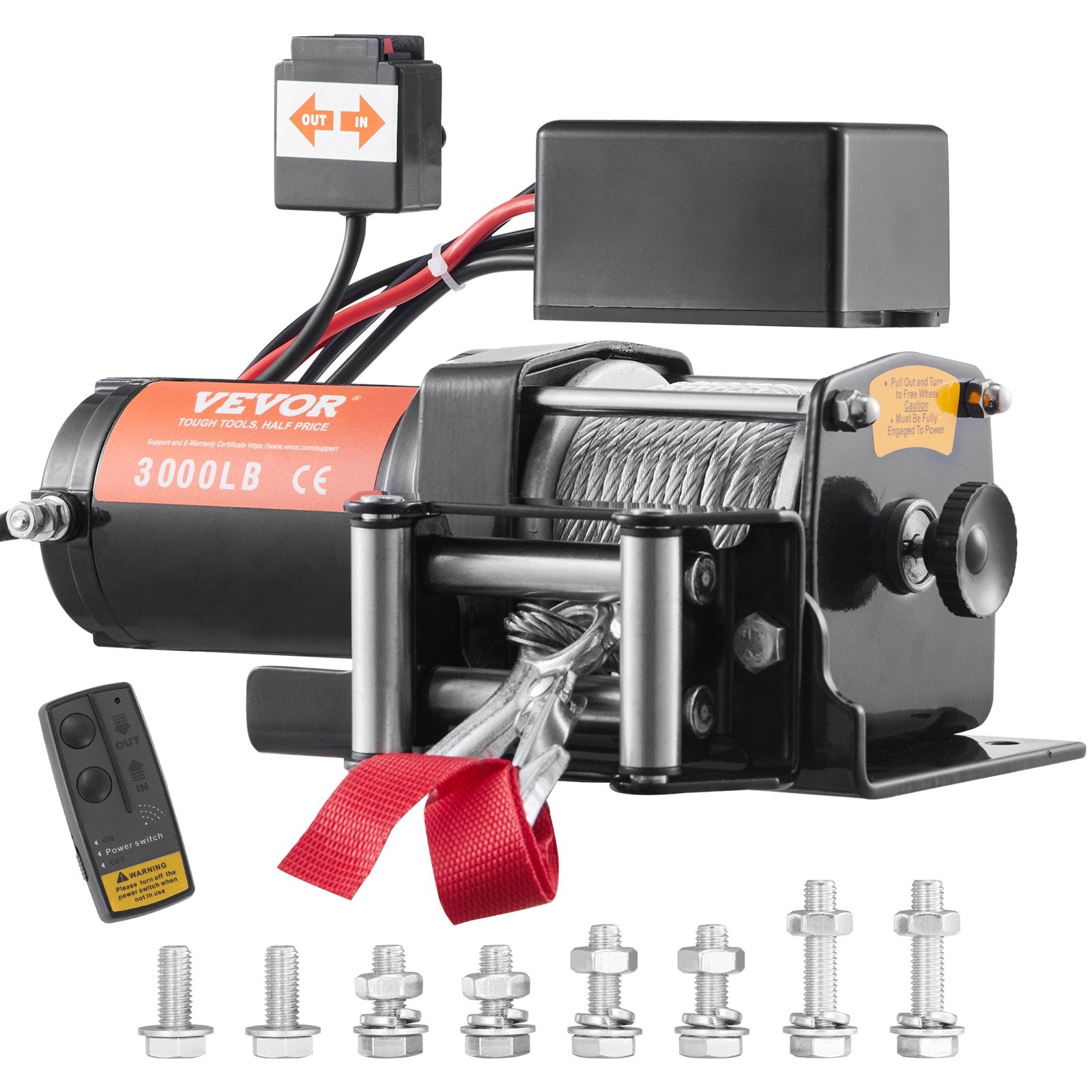 VEVOR Electric Winch, 3000 lb Line Pull Capacity, 12V DC ATV/UTV Winch with Î¦3/16 in x 39 ft 7 Stran