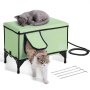 VEVOR Elevated Heated Cat House, Cuboid Kitty Shelter with Adjustable Temperature and Timer, 900D Ox